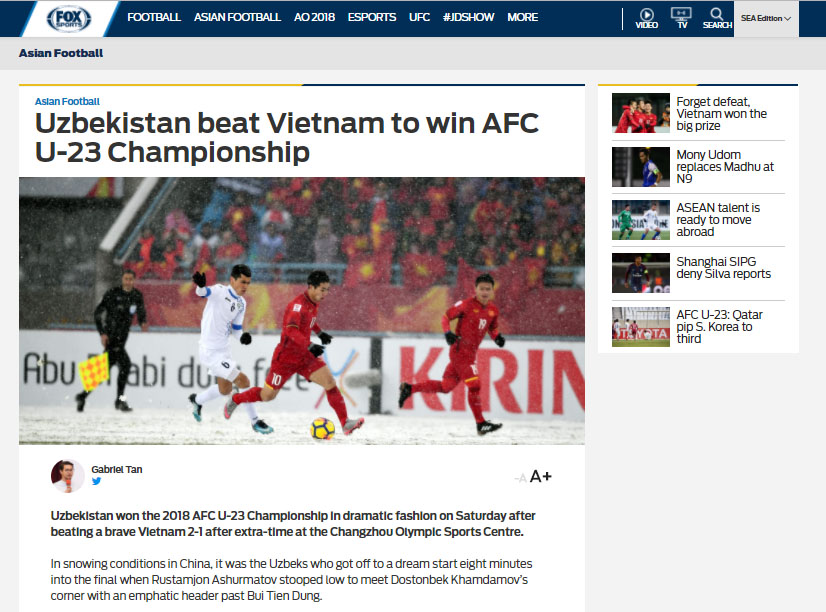 Truyền thông quốc tế khen ngợi U23 Việt Nam sau trận chung kết lịch sử


